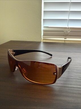 True Religion Brown Shield Sunglasses with Black Temples